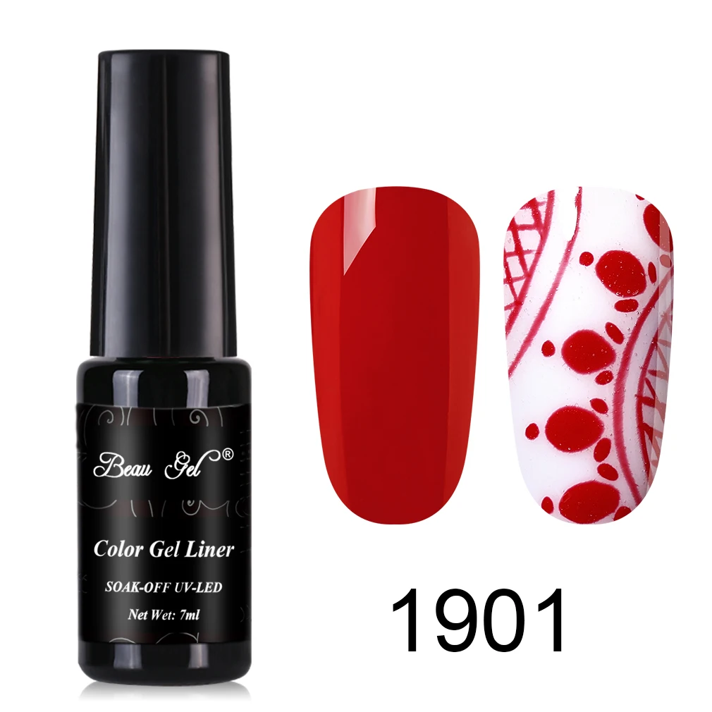 

Beau Gel 7ml Nail Art Painting Line Gel Varnish Soak Off UV LED Gel Polish Semi Permanent Manicure Gel Liner Nail Polish Lacquer