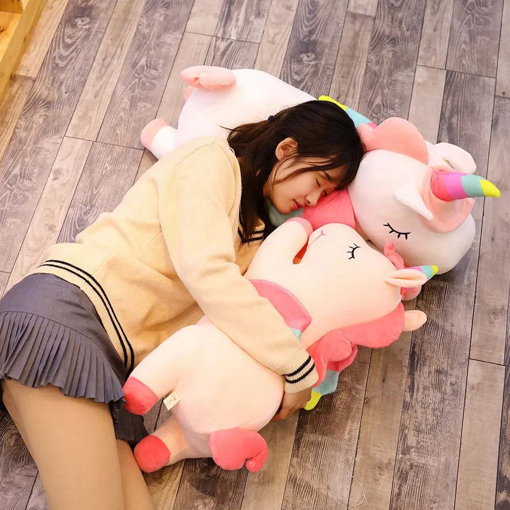 

Огромный 50/80 см новый бренд Единорог Мягкие плюшевые куклы Kawaii мягкие пижама в виде животных единорог плюшевые игрушки для детей диван поду...