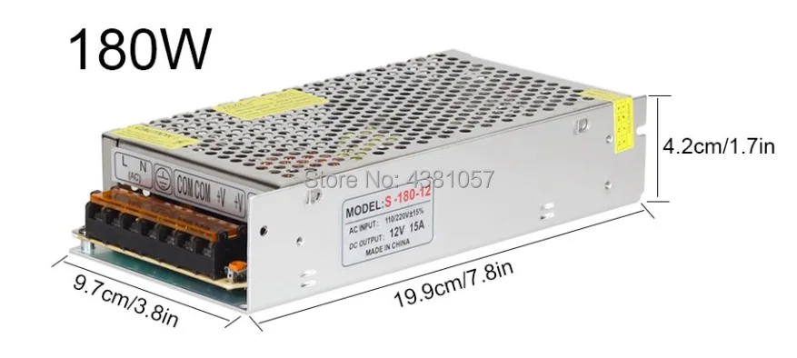 180 Вт Трансформаторы освещения AC 100 В-220 в к DC 12 В 15а переключатель питания адаптер