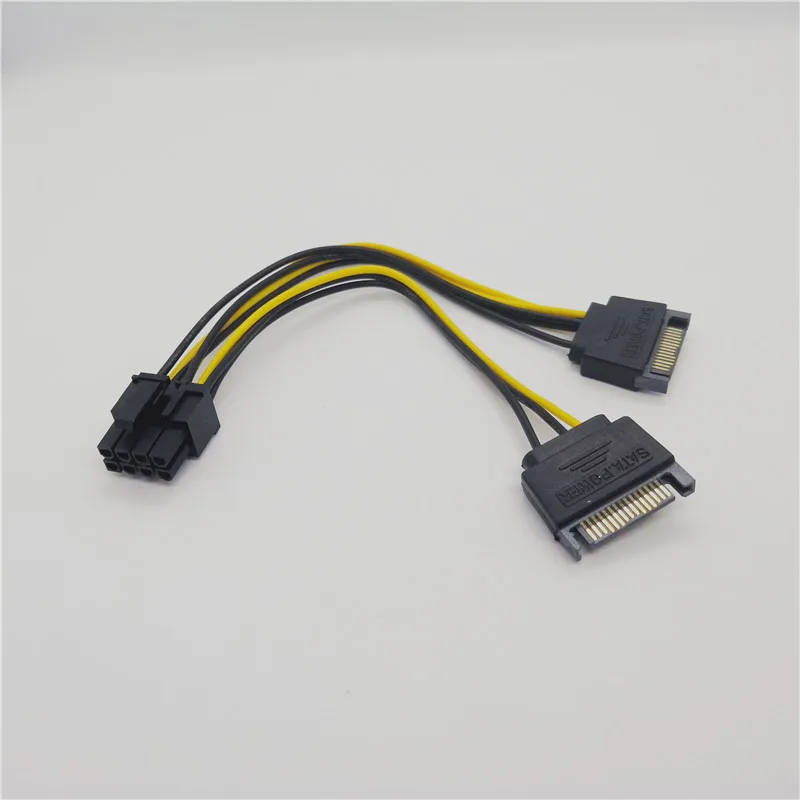 Удлинитель питания 20 см 2 порта 15Pin SATA к PCI E 6 + 8Pin для графического майнинга