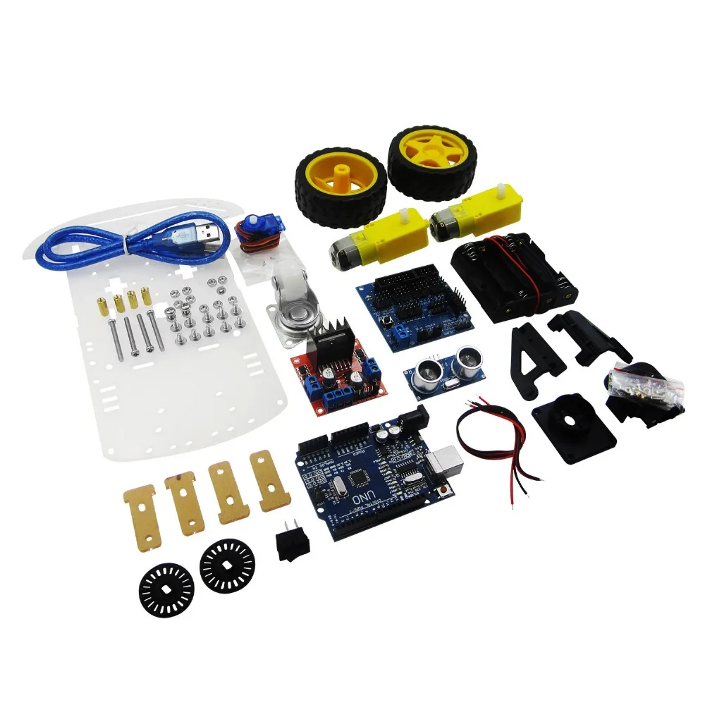 New Avoidance tracking Motor Smart Robot Car Chassis Kit Speed Encoder Battery Box 2WD Ultrasonic module For kit | Электроника