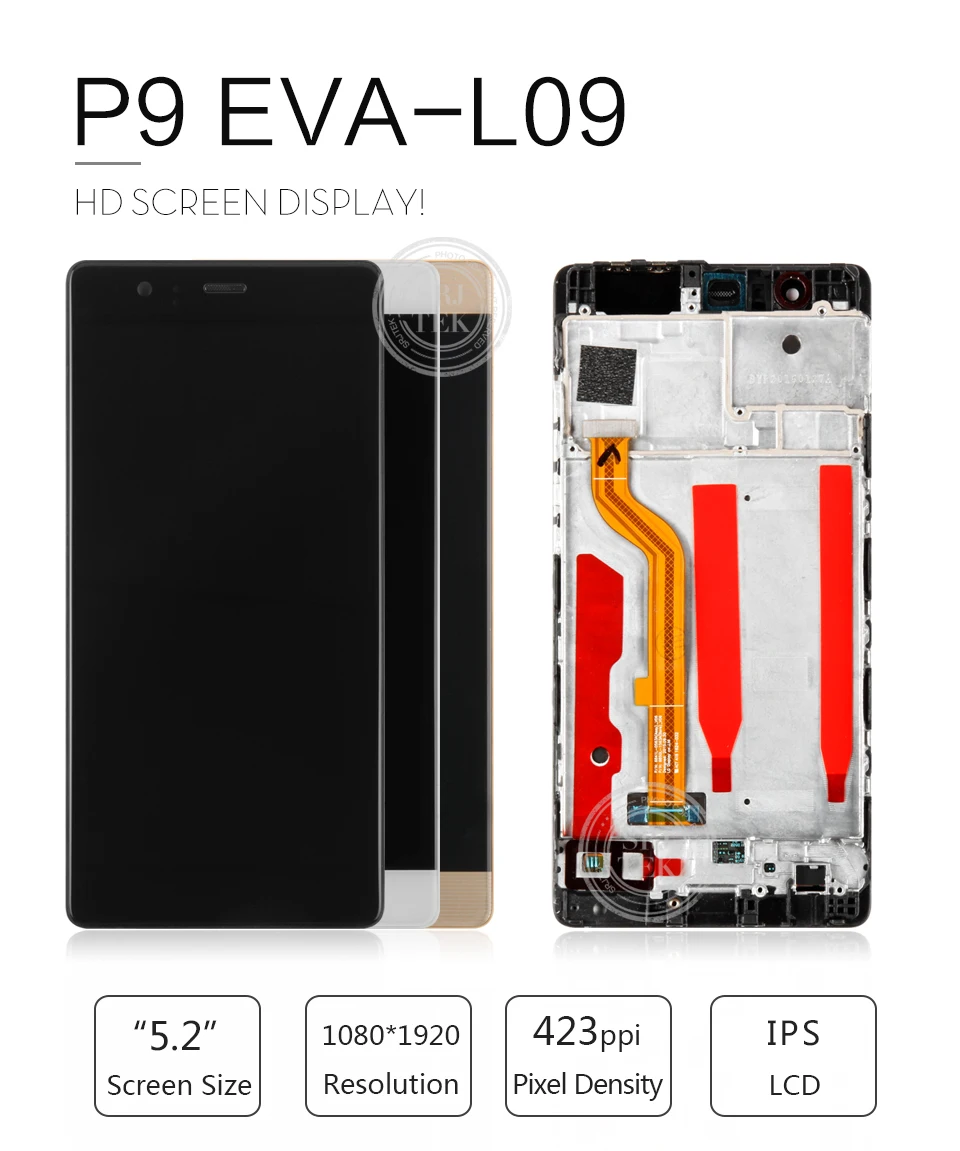 Для huawei P9 lcd дисплей кодирующий преобразователь сенсорного экрана в сборе для huawei P9 Plus lcd с рамкой EVA L09 L19 VIE L09 L29 экран