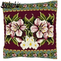 handmade embroider needlework kits embroidery cushion cover kits flower making kit pillowcase cross stitch kits for throw pillow