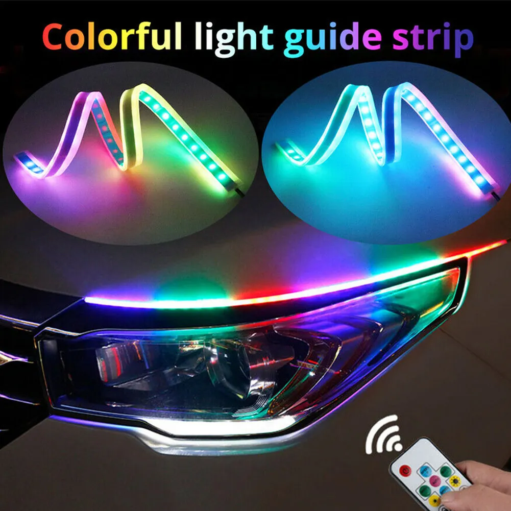 DC12V автомобиля RGB светодиодный светильник в полоску головной течет сигнала