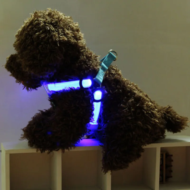 PET Nylon LED Dog Harness Pet Cat Dog Collar Harness Vest Safety Lighted Dog Harness Pet Dogs Luminous Fluorescent Collars