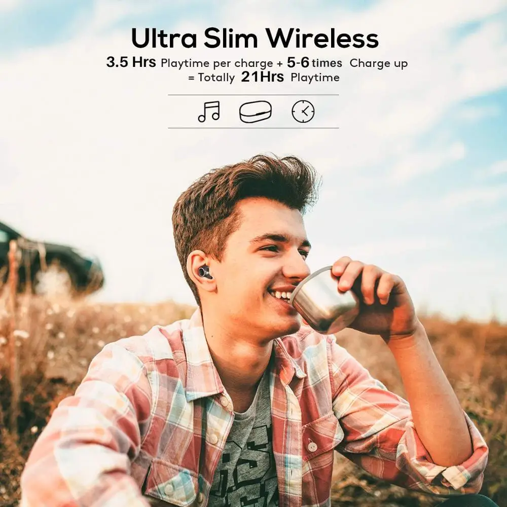 Беспроводные Bluetooth наушники Aminy Hifi стерео звук сенсорное управление 5 0