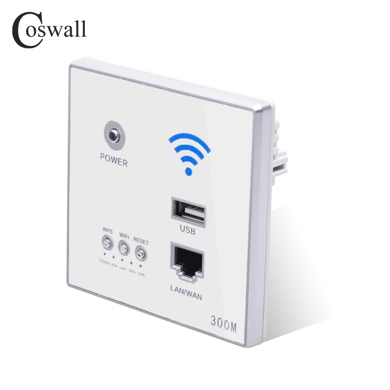 COSWALL 300 м настенный встроенный беспроводной AP роутер USB порт для зарядки 1500ма