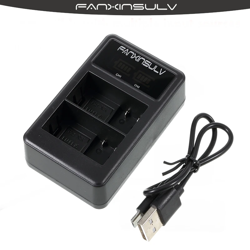 Двойное зарядное устройство USB с ЖК дисплеем для фотоаппарата Nikon D7200 D750 D7500 D810 D610