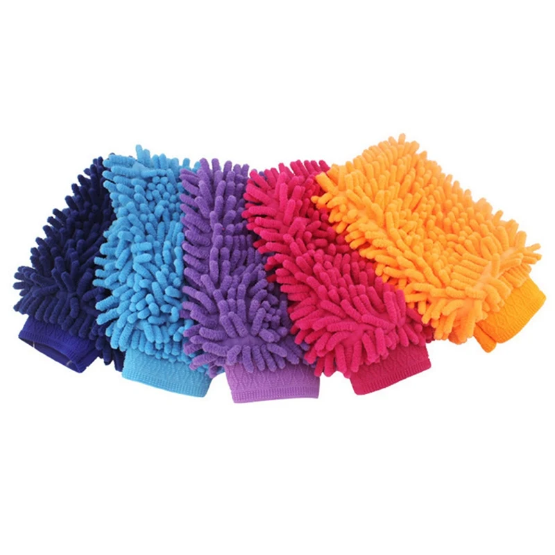 

1Pc Double-sided Chenille Coral Velvet High-Density Car Wash Gloves Cleaning Tool Gloves Random Color