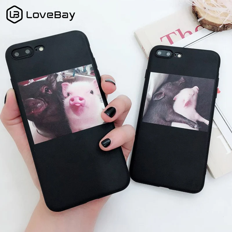 Silicone Cute Pig Case For iPhone 11 12 Mini Pro SE 2020 X XR XS Max 6 6s 7 8 Plus 5s SE Phone Cases Coupls Soft TPU Back Cover