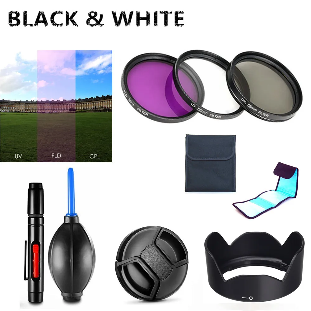 Bundle kit A UV FLD CPL фильтр бленда крышка Очистки Ручка воздуходувка для Canon EOS M6 Mark II M5 M10 M50 M100 M200 с EF-M 15-45 мм объектив - Цвет: Bundle kit A