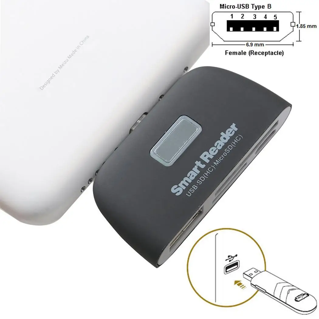 Микро USB кардридер OTG/TF/SD смарт-ридер концентратор Разъем для Samsung Android мобильного