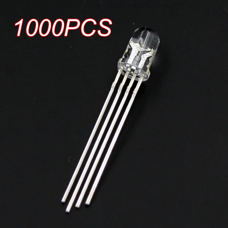 

Free shipping 1000pcs 5mm RGB LED Common Anode Tri-Color Emitting Diodes f5 RGB