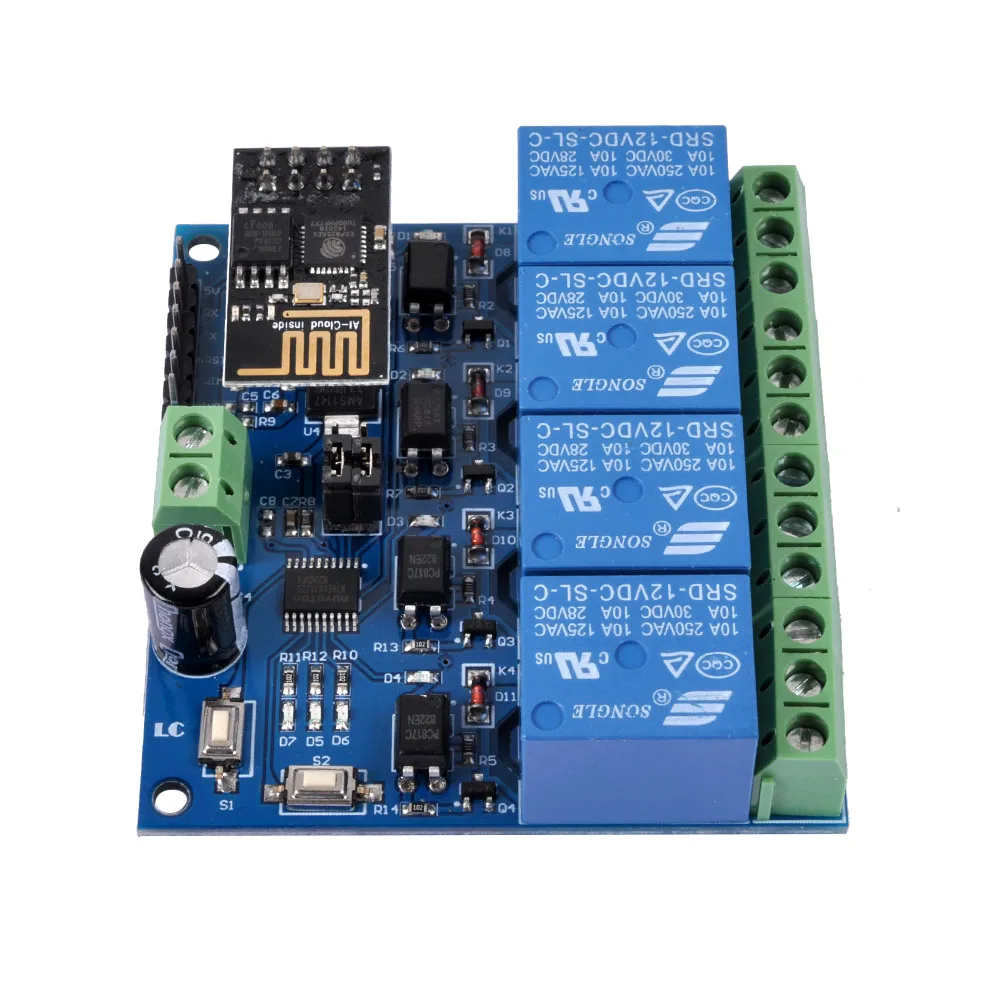 1 шт 12 V ESP8266 ESP 01 4 WiFi реле канала модуль для IOT домашний смарт телефон приложение