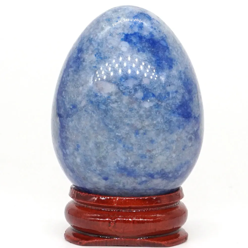 

Яйцо из камня синего кварца 34*44 мм, натуральный драгоценный камень, кристалл, минерал, лечебный аксессуар шар для украшения дома, йони-яйцо д...