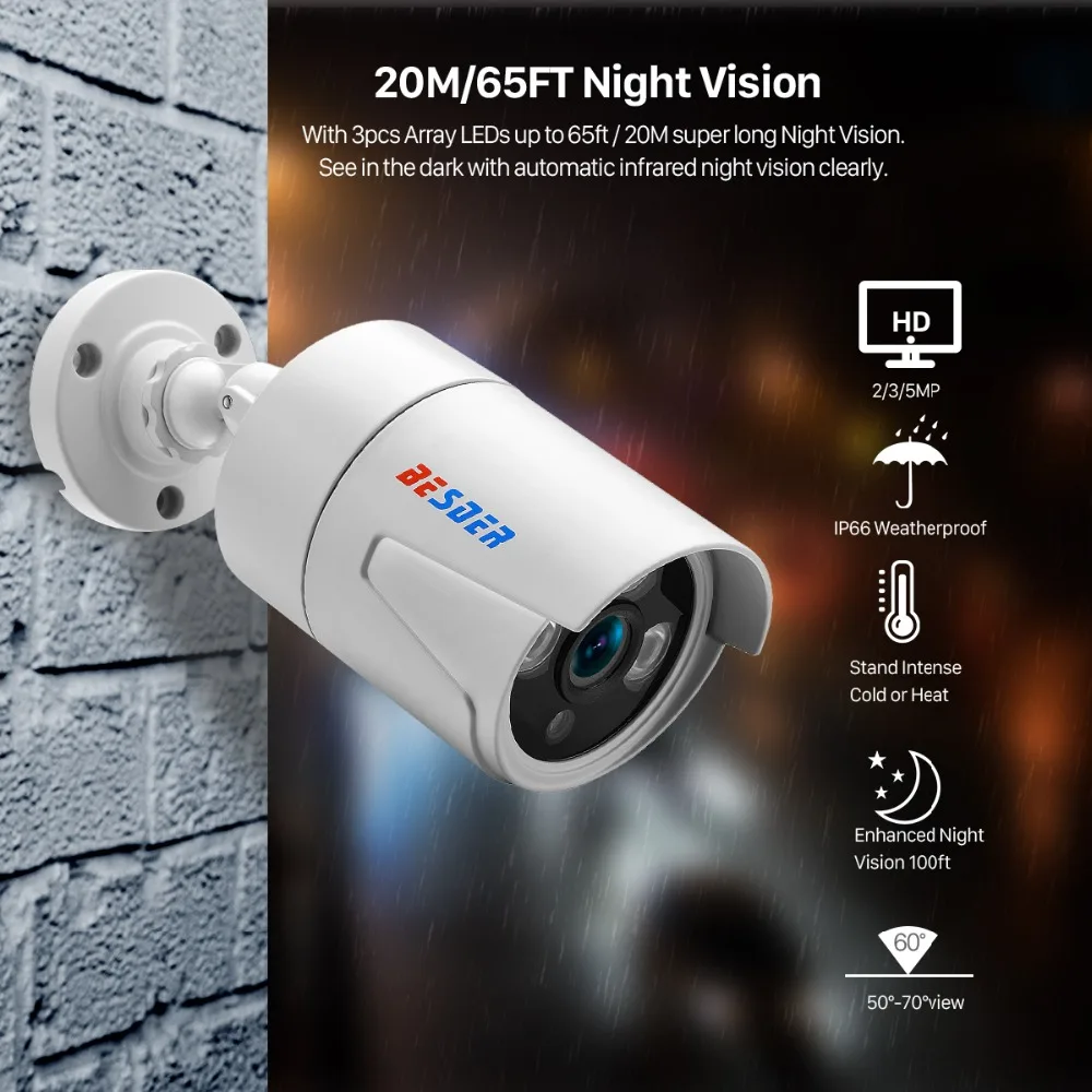 Besder 1080P POE Комплект видеонаблюдения 4CH NVR cctv камера системы 4 шт. 2,0 МП 1920*1080 Всепогодная CCTV ip-камера безопасности