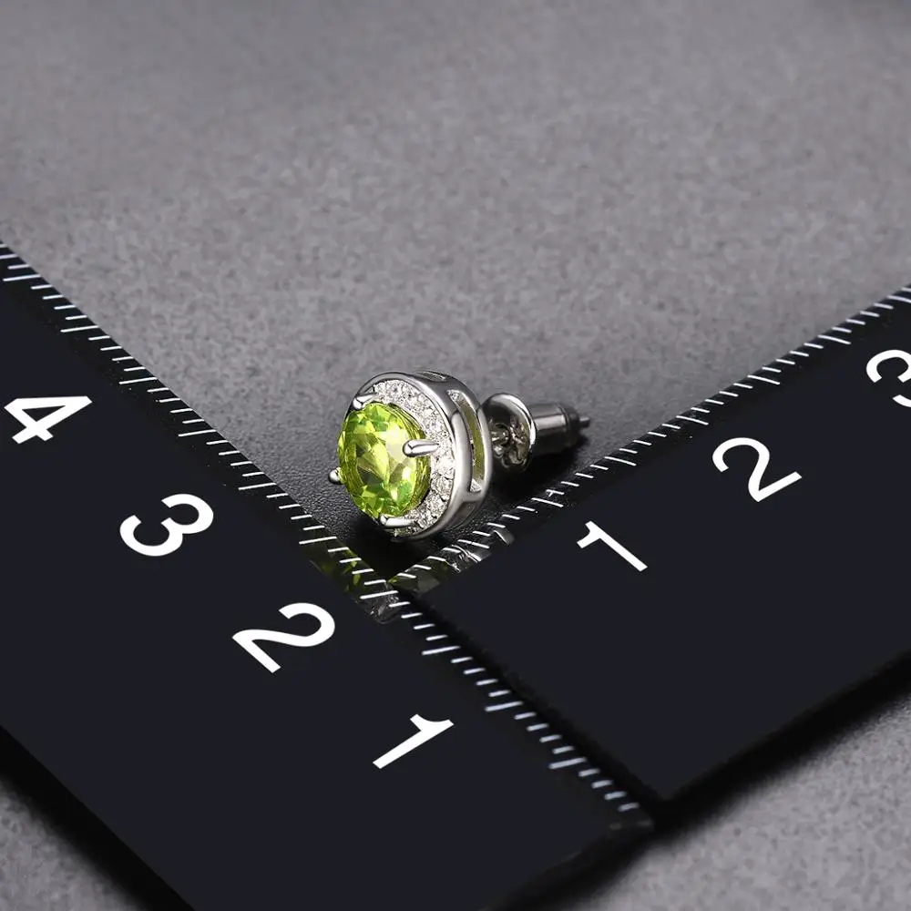 Hutang круглые серьги, сделанные с 1.88ct натуральным драгоценным камнем, перидот, твердый 925 пробы, Серебряный Кристалл, хорошее ювелирное изделие для женщин, подарок