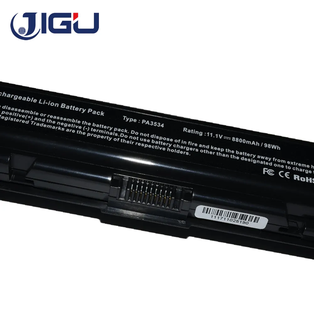 JIGU 12 ячеек батареи для Toshiba Satellite L200 L203 L500 L505 L555 M205 M207 M211 M216 M212 Pro A210 L300D L450 A200 L300