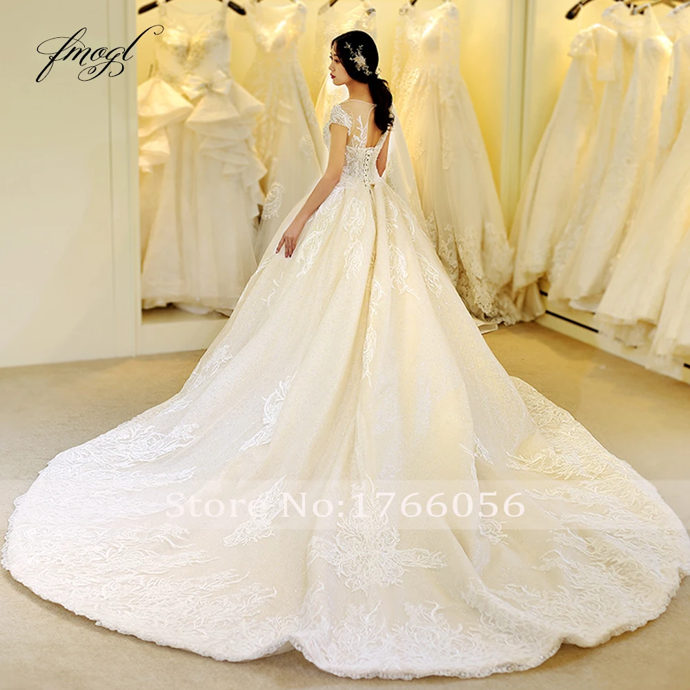 Кружевное бальное платье Fmogl Vestido De Noiva свадебные платья с рукавом-крылышком и