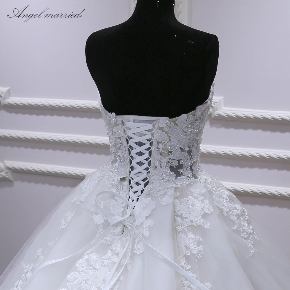 Свадебные платья Angel Белое Бальное Платье Свадебное платье с бусинами vestidos de noivas