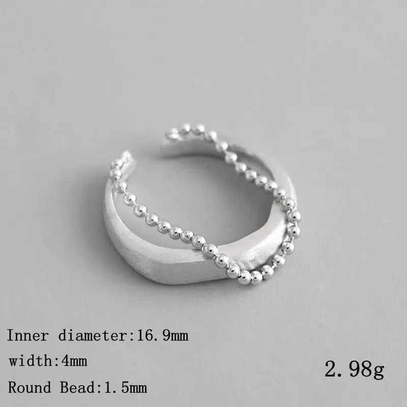 Silver Silvology 925 пробы, серебряная двухслойная цепочка, круглые бусины, кольца матовые с неправильной текстурой, модные кольца для женщин, ювелирные изделия - Цвет камня: Silver