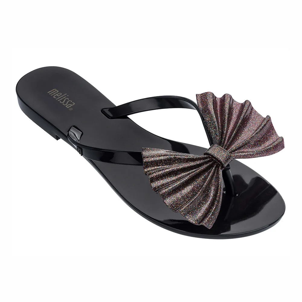 Melissa Harmonic Bow/Новинка года; женские шлепанцы; брендовая прозрачная обувь; женская прозрачная обувь в бразильском стиле Melissa - Цвет: melissa black