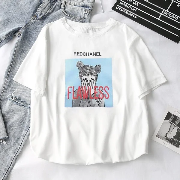 2033 White T-Shirt Женские футболки, лето, новые милые топы с принтом животных для девочек, женская футболка, белая футболка с коротким рукавом для девушек, повседневный Топ - Цвет: 2033 White T-Shirt