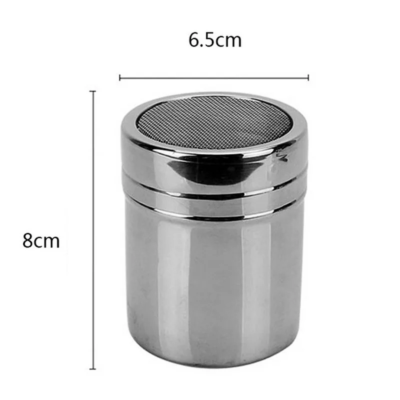 

New Cocoa Flour Icing Sugar Powder Sieve Stainless Chocolate Shaker Coffee Sprinkler Fancy Fine Screen Barrel Cinnamon Powder