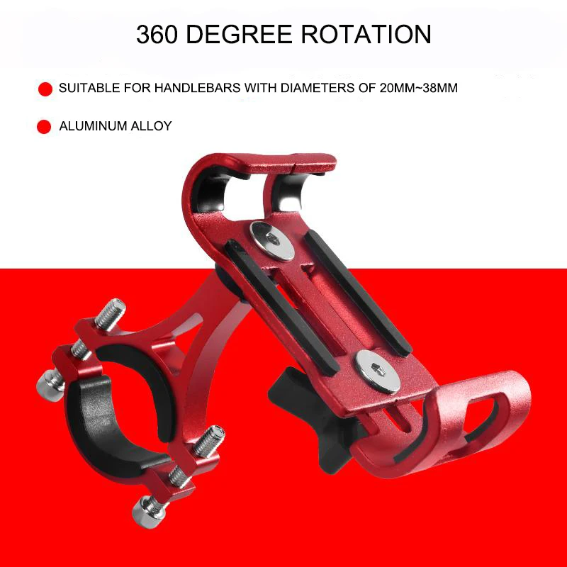 360 rotation Red Держатель для телефона из алюминиевого сплава для велосипеда 3,5-6,", держатель для мобильного телефона gps, держатель для велосипедного телефона, крепление для велосипедного кронштейна MTB - Цвет: 360 rotation Red