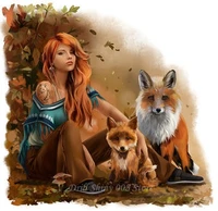 5d diy full diamond painting cartoon girl and fox picture of diamond embroidery cross stitch home decoration christmas gift