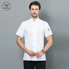 Новая M-4XL куртка шеф-повара в китайском стиле, униформа для ресторана, черно-белая кухонная рабочая одежда с коротким рукавом для отеля