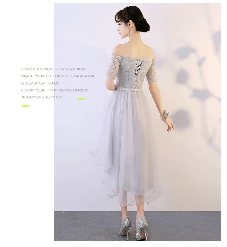 Robe de soiree, короткие платья для подружек невесты, серебристые, серые, Вечерние Платья для подружек невесты, вечерние платья, размер 6 H4187