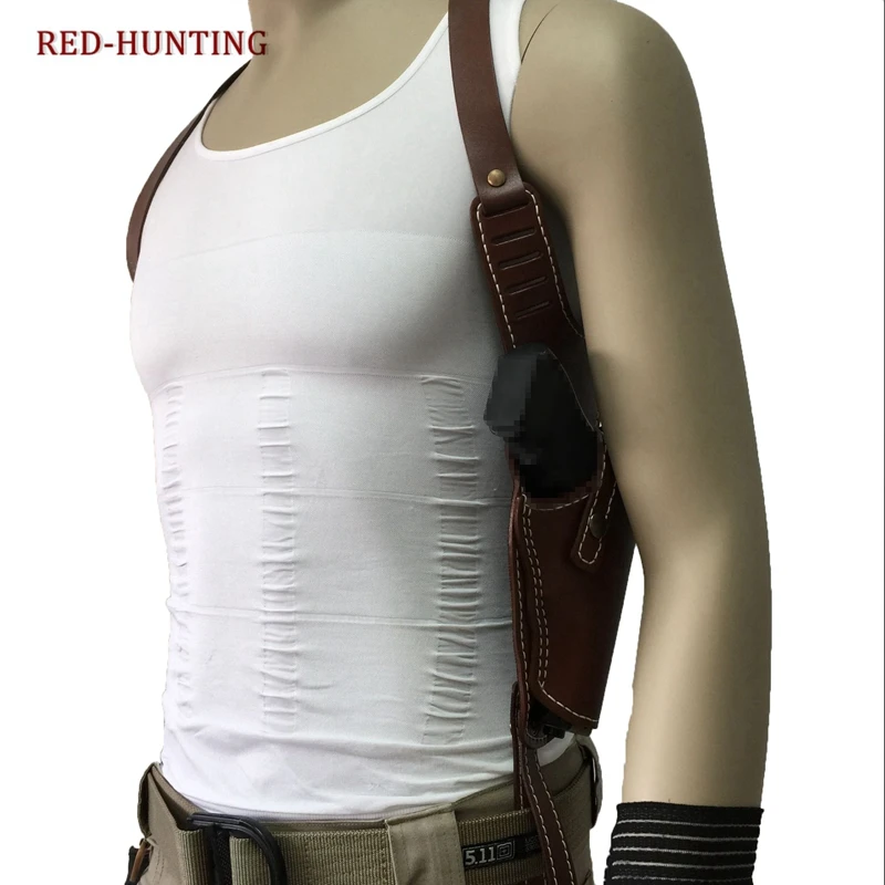 

Military-Style Shoulder Gun Holster Hunting Tactical Vertical Genuine Leather GLOCK 17 Right Hand Tactical Gun Holster
