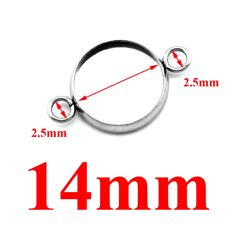 14mm 20 шт./лот 6/8/10/12/14/16/18/20/25/30 мм два отверстия висит Нержавеющая сталь камео кабошоны базовые для бижутерии, материал для рукоделия - Цвет: 14mm