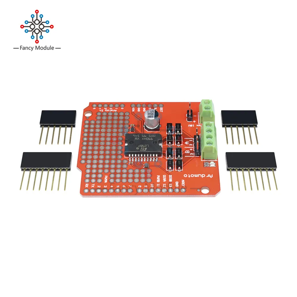 Плата драйвера шагового двигателя L298P 2A DC двухканальный экран для светодиодного