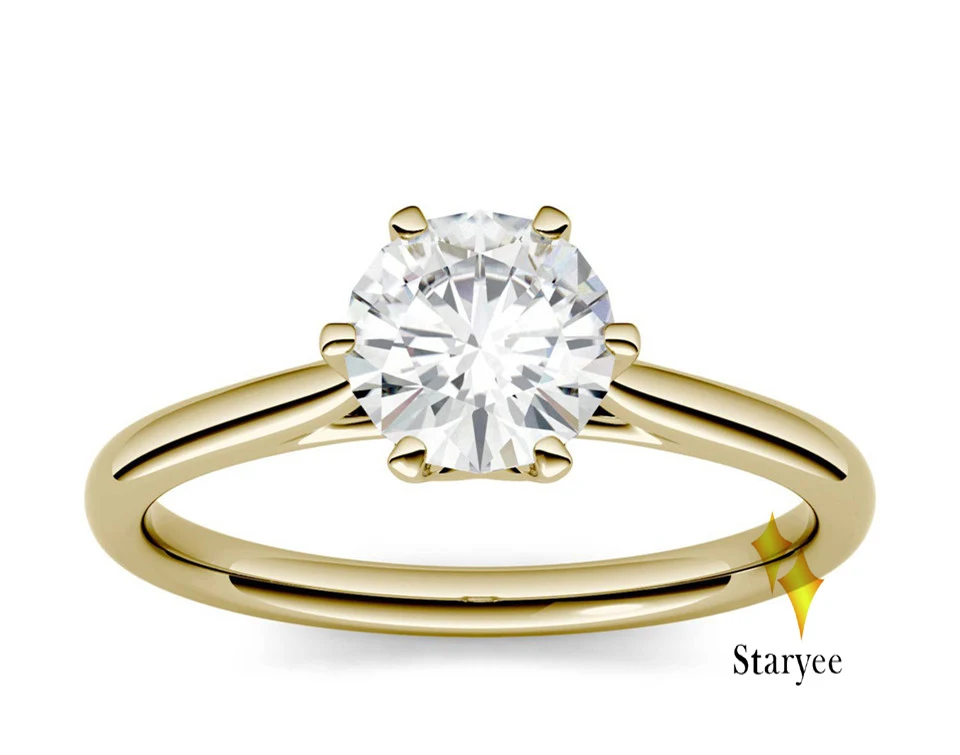 STARYEE 1.5CT круглый разрезанный муассанит обручальное кольцо Настоящее 18 К розовое золото ювелирные изделия из чистых бриллиантов для женщин Charles Colvard VS GH Gems