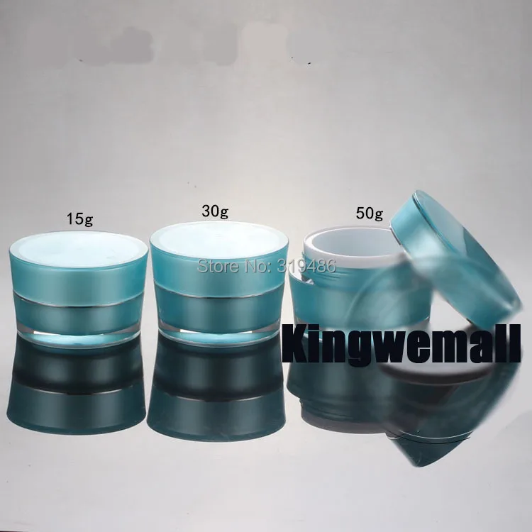 

100pcs -3g Blue round cream bottle jars plastic acrylic container,clear plastic sample container for cosmetics storage