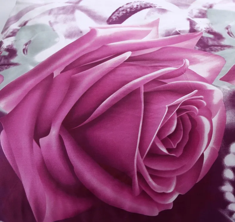 Комплект постельного белья с 3D розовым принтом покрывало синее фиолетовое