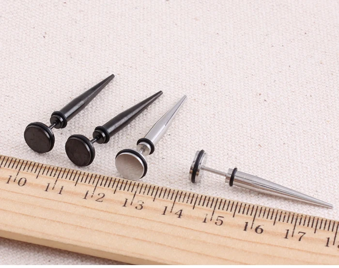 2 шт. модные в стиле рок панк хип хоп титан нержавеющая сталь черный серебристый