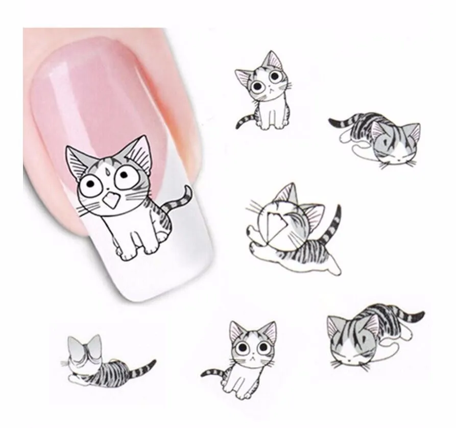 5 шт. наклейки для ногтей Cat переводные наклейки для ногтей наклейки s beauty ноготь для маникюра Клей Инструменты для ногтей ZKH107