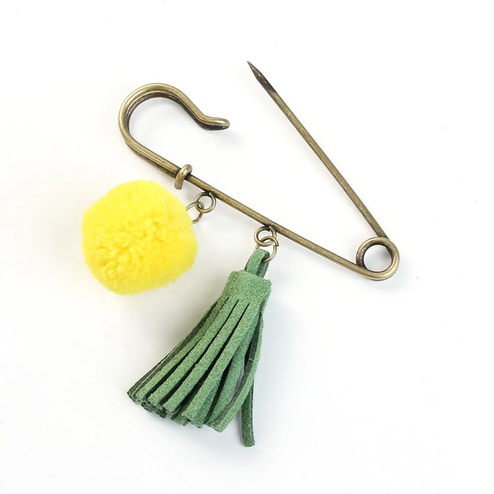 8 сезонов цинковый сплав булавки броши искусственная замша кисточка помпон шар