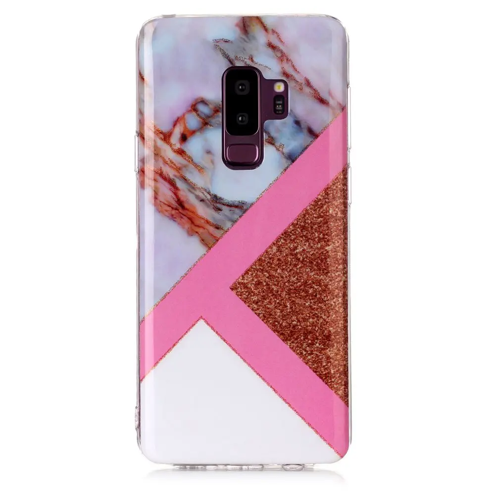 Flash marble Coque For Samsung S6 S7 S8 S9 Plus Case Silicone Rubber Geometric mosaic Cover Note 8 Anti-Scratch |