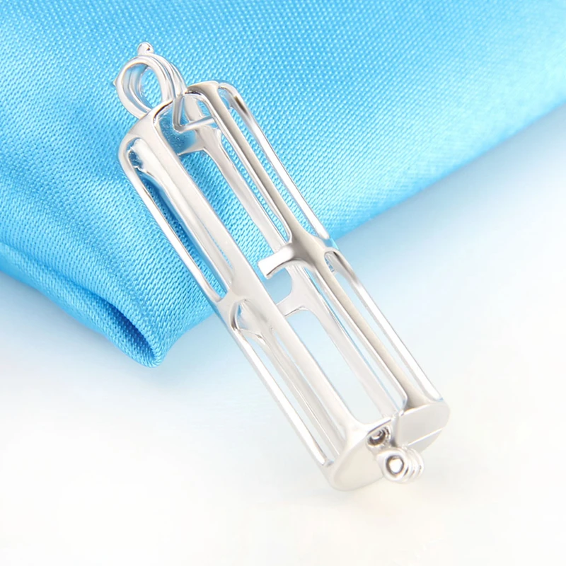 Длинный кулон в виде цилиндрической клетки из серебра 925 пробы SC262SB|pendant charms|pendant