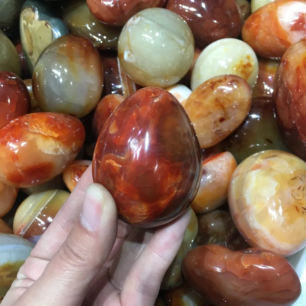 Natural Red Carnelian Geode Crystal Quartz Agate Egg Polished Specimen Stone | Дом и сад