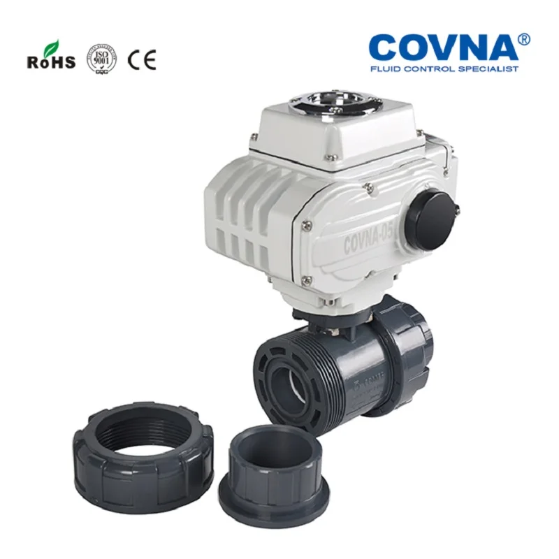 Двухходовой моторизованный шаровой кран из ПВХ/НПВХ с шкатулкой|motorized ball valve|ball