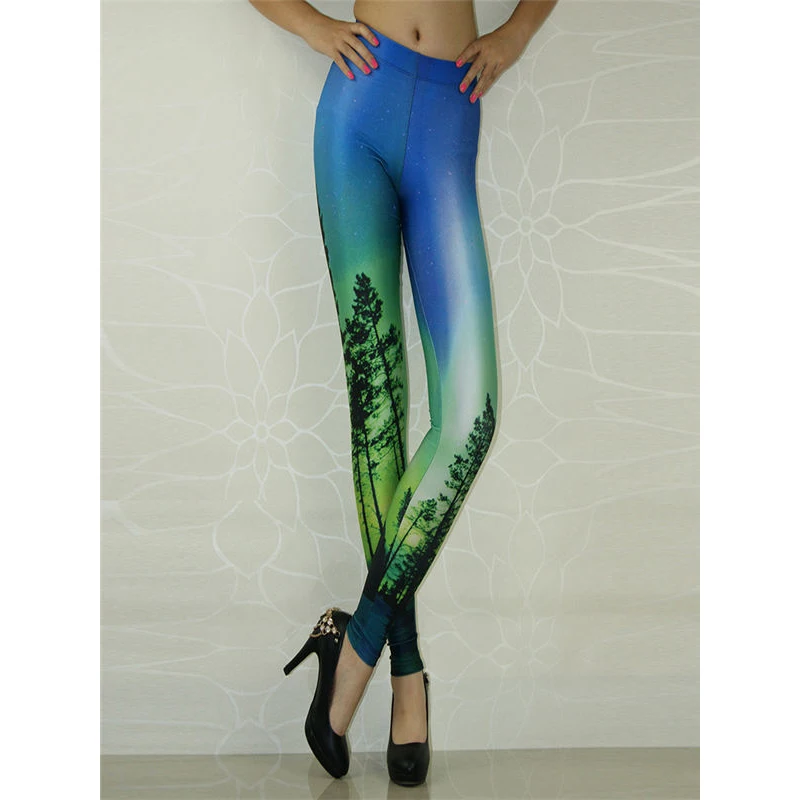 2017 Cheap Clothes Women's Leggings Trees Aurora 3D Print Yoga Pants WL8284 | Спорт и развлечения