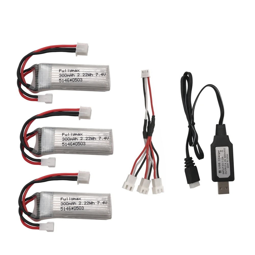 3 шт. 7 4 в 300 мАч LiPo батарея и зарядный кабель 1 для RC WLtoys F959 Квадрокоптер Дрон