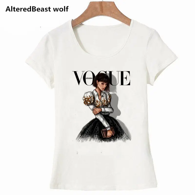 Женская футболка с коротким рукавом VOGUE Повседневная Свободная буквенным