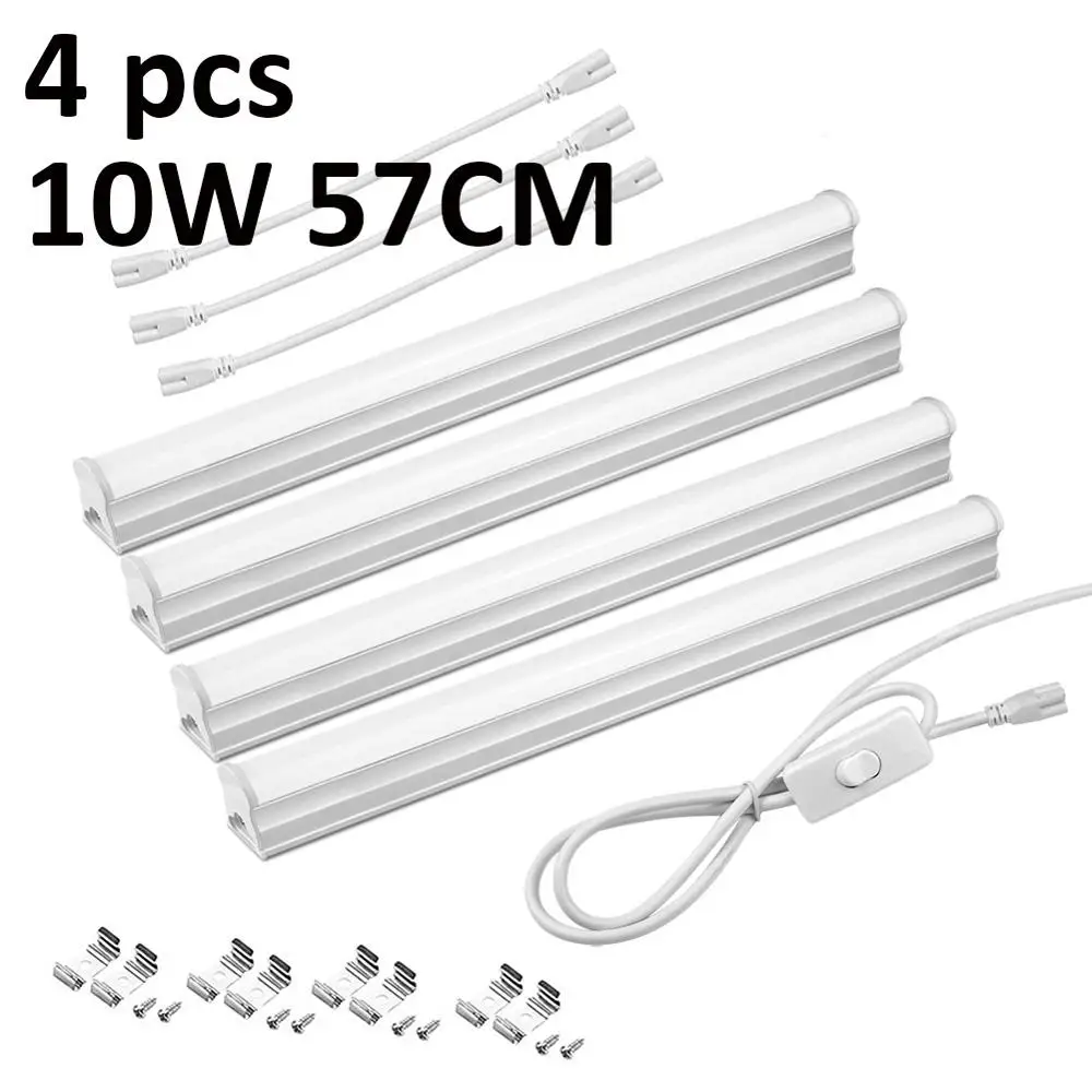 4 PCS 10W 1 комплект, светодиодный ламповый светильник, 220 В, T5, ламповая лампа, светодиодная лампа, leuchtstofflampe для стены, кухни, потолка - Испускаемый цвет: 4 PCS 10W