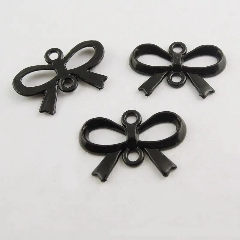 70pcs/pack Women Necklace Pendant Black Tone Alloy Bow knot Charms Connector Finding 22*13*2mm Jewelry Handmade Craft 37794 | Украшения и